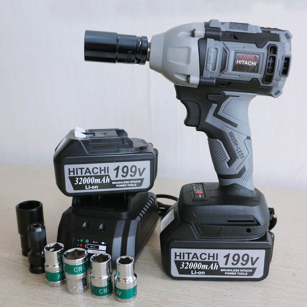 Máy Siết bulong, bắt vit Hitachi 199V Không Chổi Than Pin 10Cell