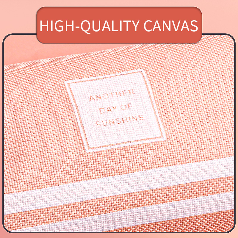 Túi vải đựng bút viết/ đồ trang điểm thiết kế 2 dây kéo dành cho học sinh