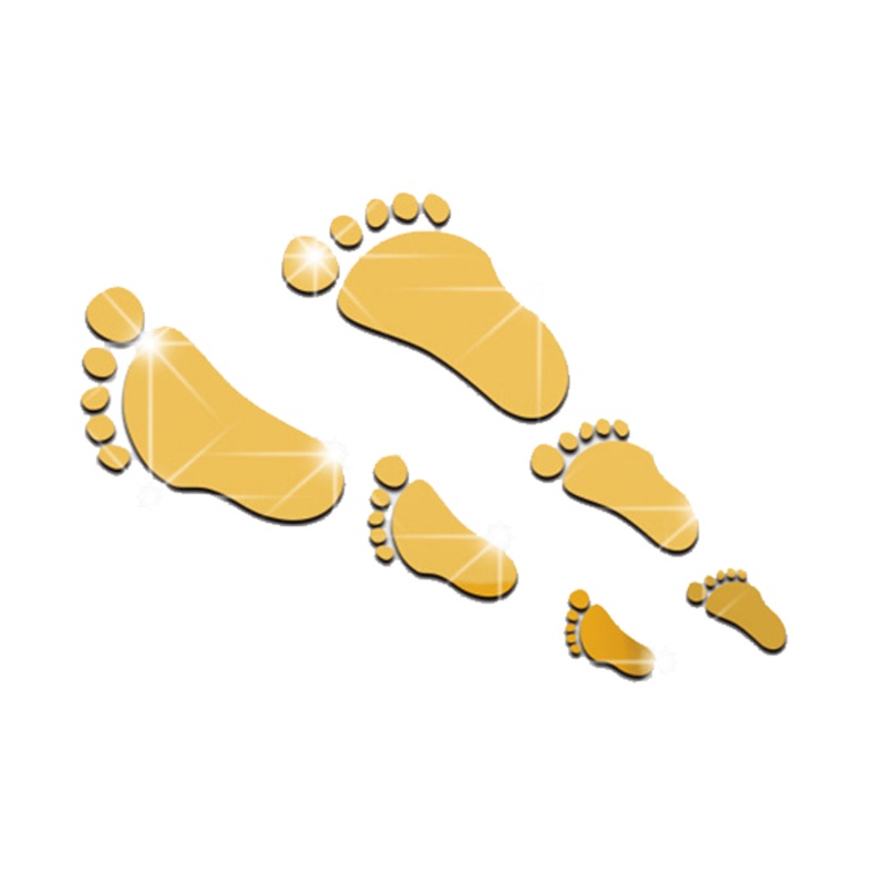 Đề Can Acrylic Tráng Gương Hình Dấu Chân Dán Tường Trang Trí Nhà Cửa DIY