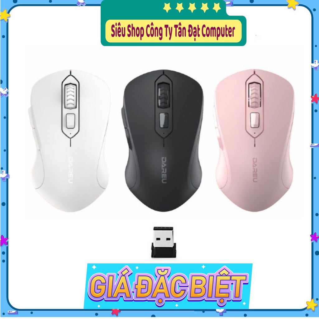 (Siêu Rẻ ) Chuột không dây DAREU LM115G Black - Pink - White --Chính Hãng Mới 100%