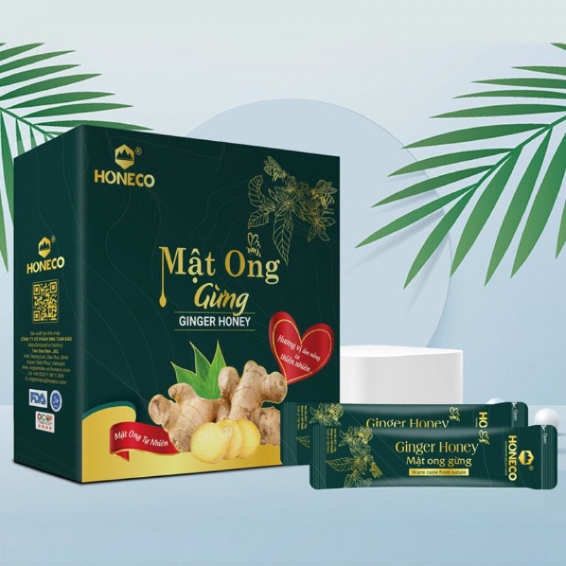 Mật ong Gừng Honeco - hộp 225g (15gói x 15g)