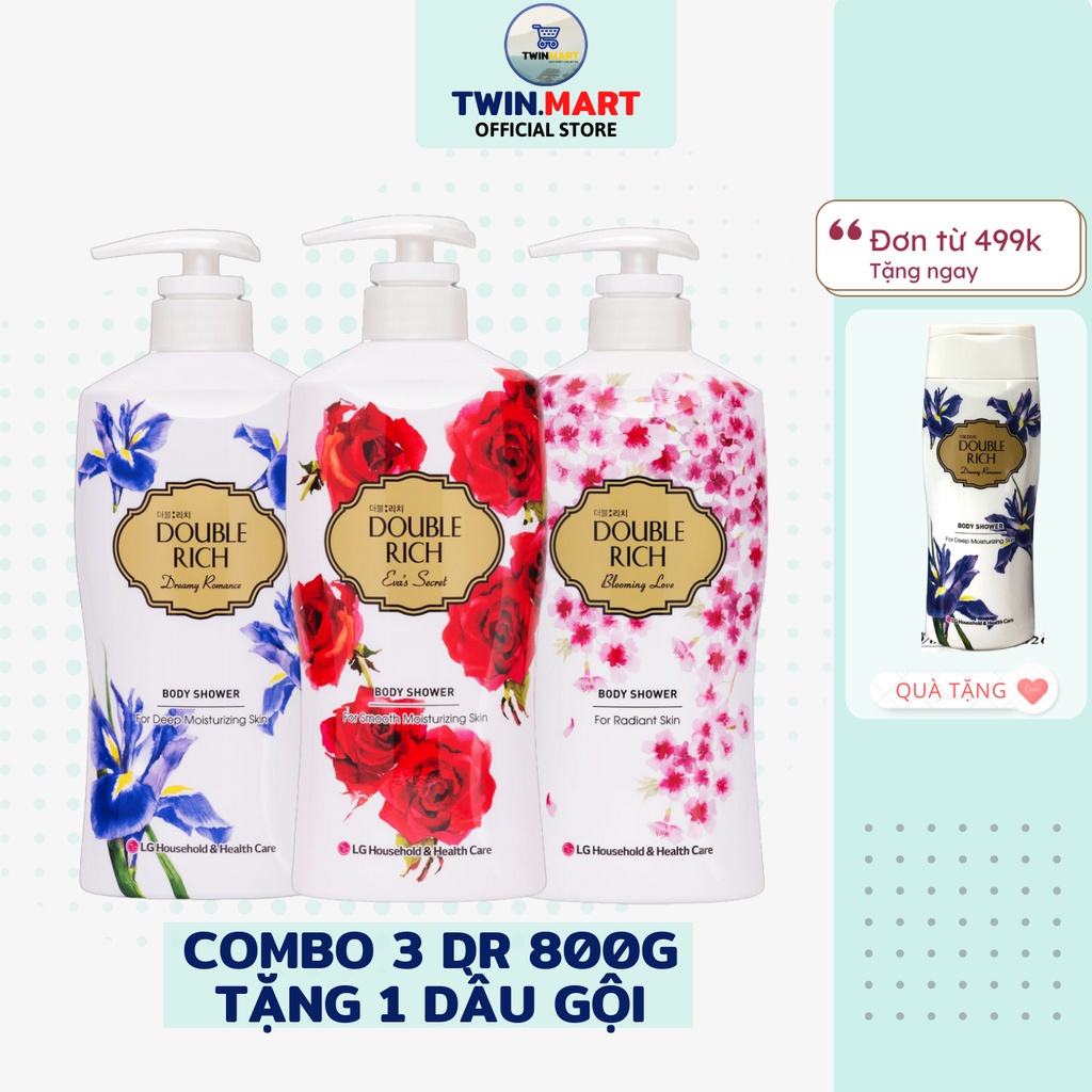 TPHCM Sữa Tắm Hương Hoa Double Rich Body Shower - thương hiệu Hàn Quốc - 800ML - 3 CHAI