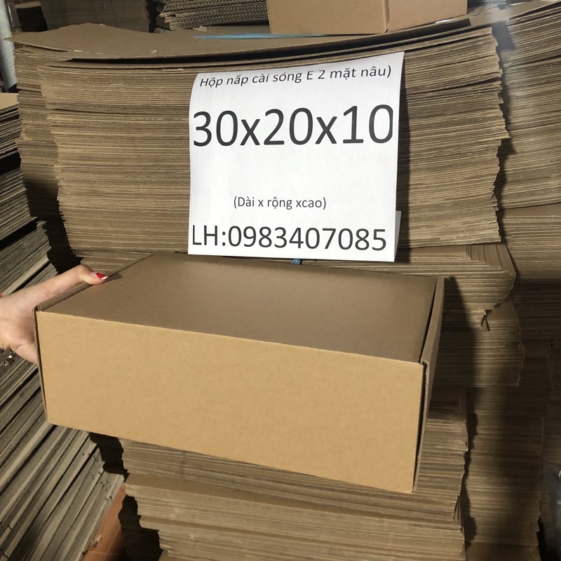 30x20x10 hộp carton nắp gài đóng hàng giá xưởng