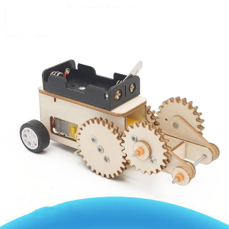 Đồ Chơi Gỗ Xe Mô Hình Bánh Răng Công Nghệ, Đồ Chơi Lắp Ráp Xe Đẩy Khứ Hồi, Đồ Chơi Khoa Học Tự Làm DIY Wood Steam C-24