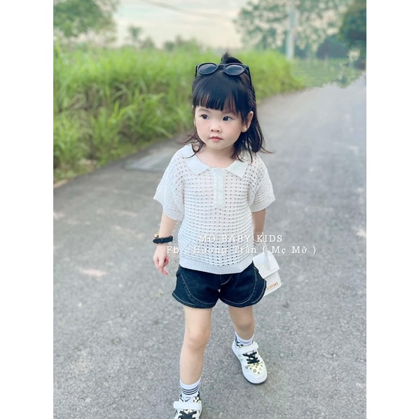 B168- ÁO ĐÔI MẸ CON LEN TRẮNG LỖ