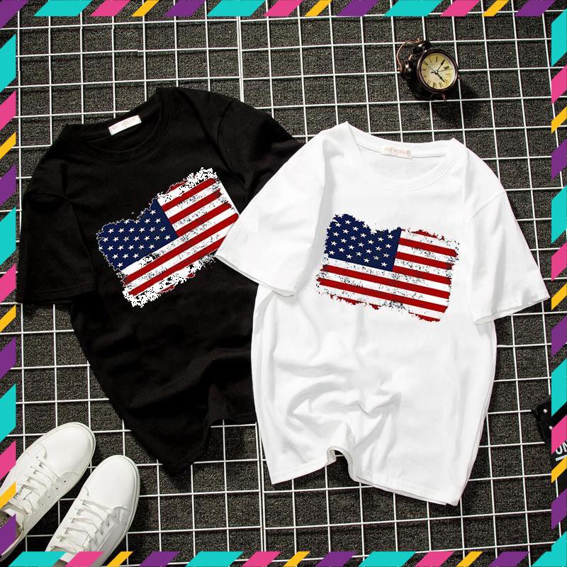 Áo thun unisex form rộng cờ mỹ vải dày mịn đẹp 2019T1958
