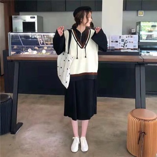 Áo len gile cổ tim style hàn quốc