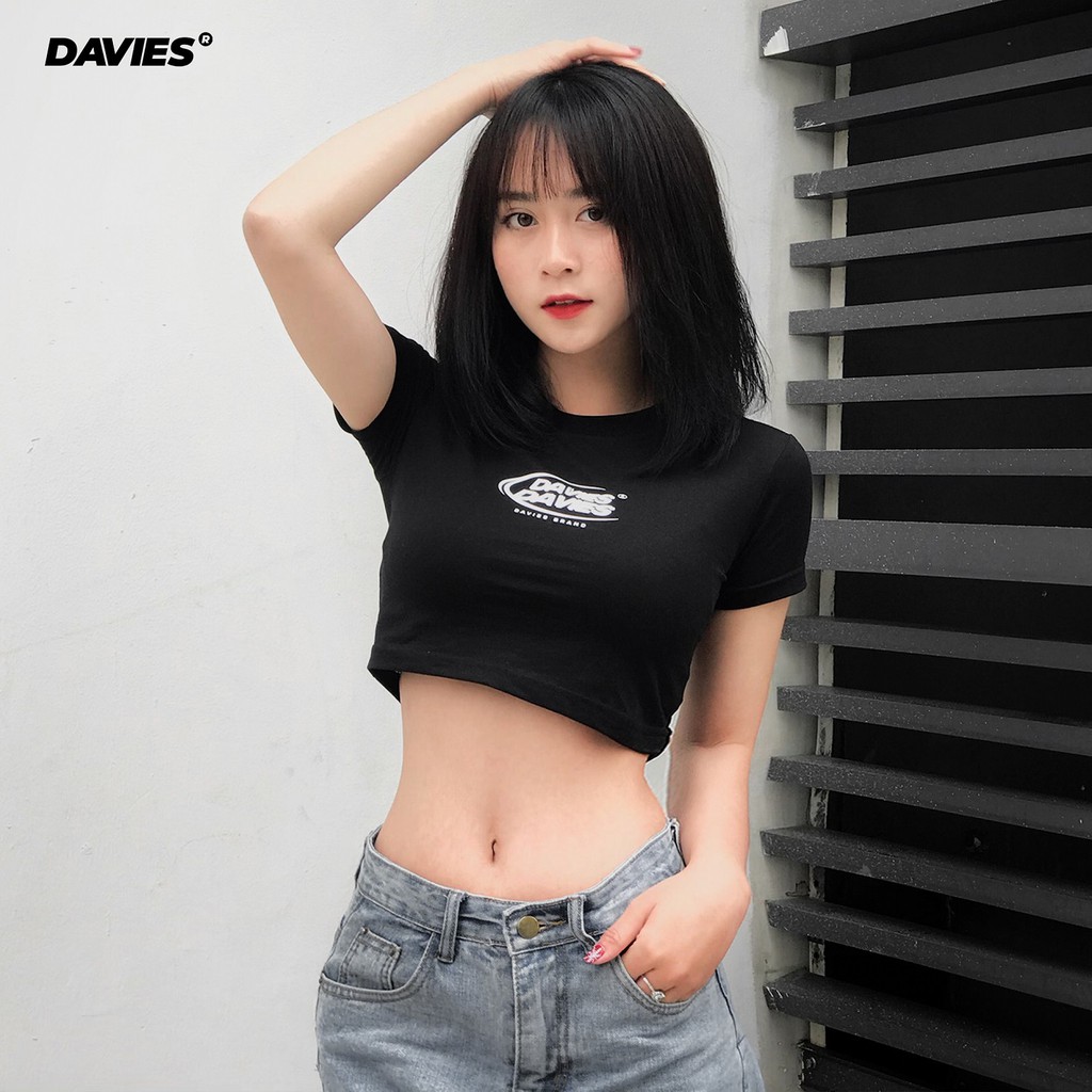 DAVIES - Áo croptop nữ màu đen - Medal Croptop