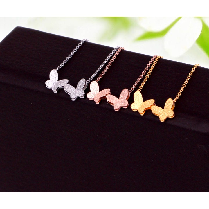 dây chuyền nữ titan cao cấp hình con bướm phun cát siêu đẹp, bền màu, chuẩn thời trang