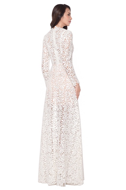 Đầm cưới ren lá cover Poxy