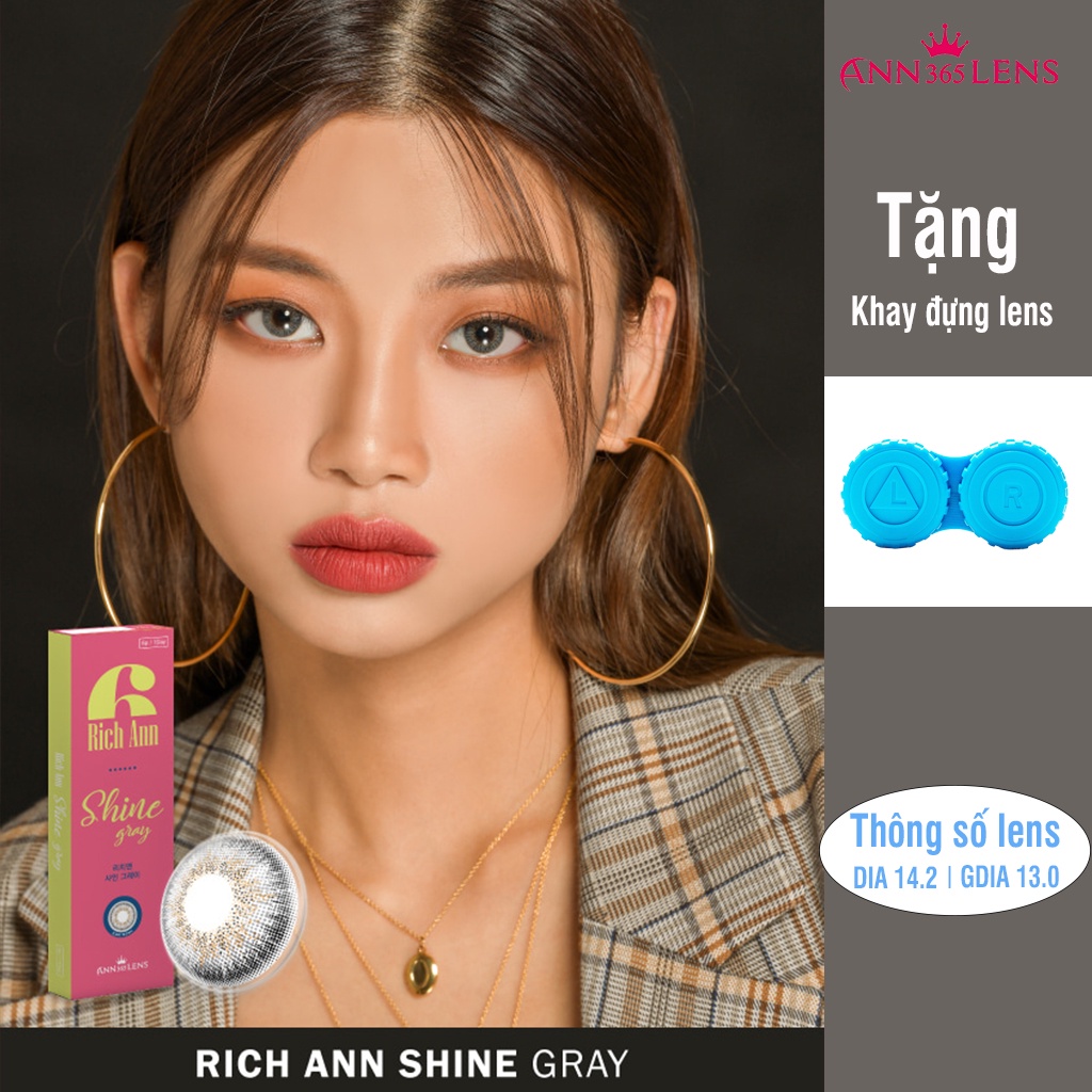 Kính áp tròng 1 ngày màu xám tây Shine Gray ANN365, lens cận cao cấp đeo 24H thoải mái