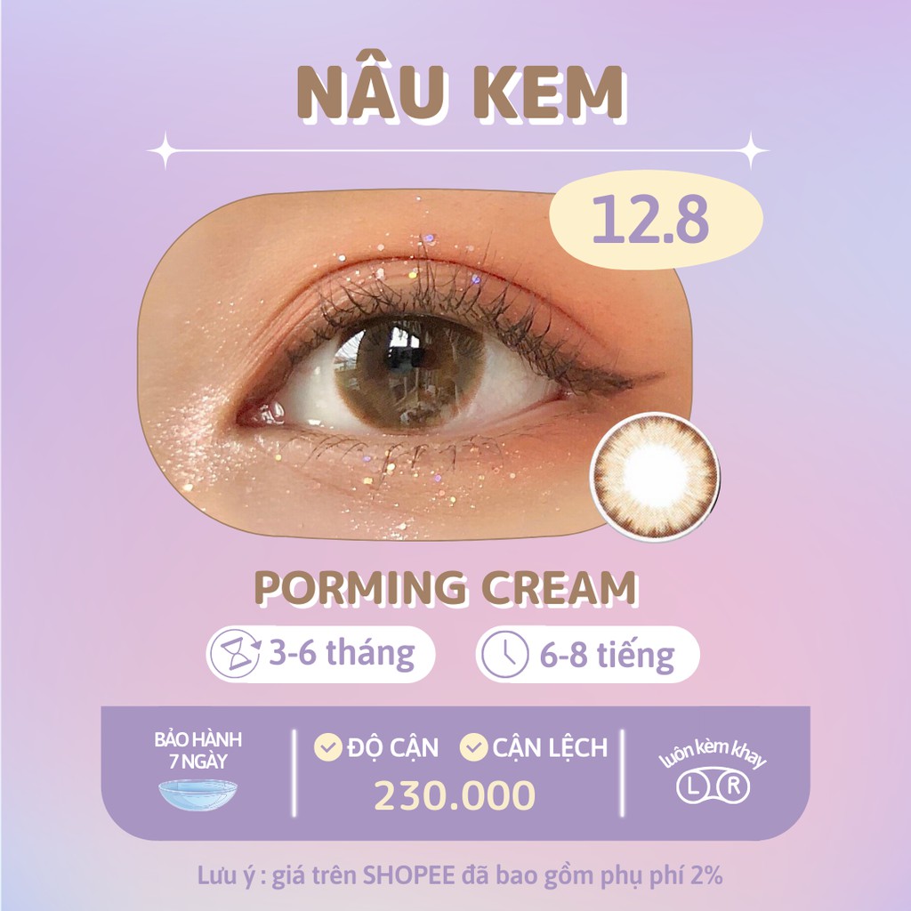 Kính áp tròng nâu kem Porming Cream Brown chính hãng Olens | Hạn sử dụng 3-6 tháng