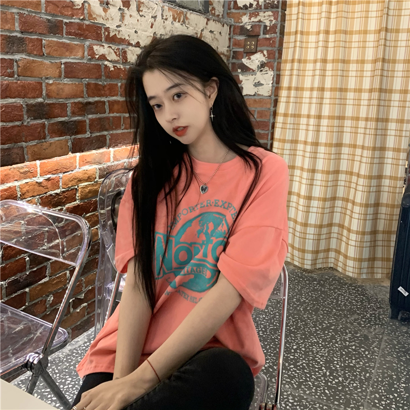 SUXI Áo Thun Nữ Tay Ngắn Dáng Rộng In Hình Thời Trang