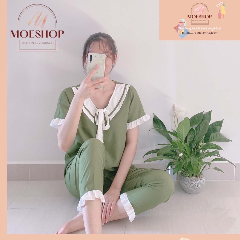 Bộ đồ ngủ nữ dễ thương mặc nhà - Đồ bộ nữ tay lỡ cotton kiểu đẹp