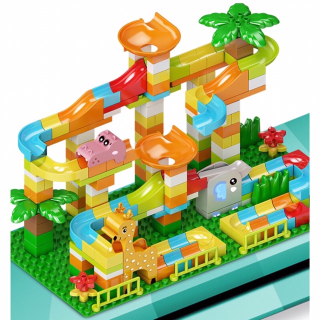 Bộ đồ chơi xếp hình size lego Duplo Cầu Trượt Sở Thú 182 chi tiết nhiều màu sắc cho bé thoả sức sáng tạo
