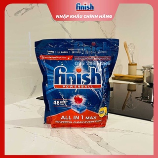 Viên rửa bát Finish All in 1 Max size 48 viên/ 80 viên, làm sạch mạnh mẽ, loại bỏ dầu mỡ, bảo vệ máy khỏi cặn vôi