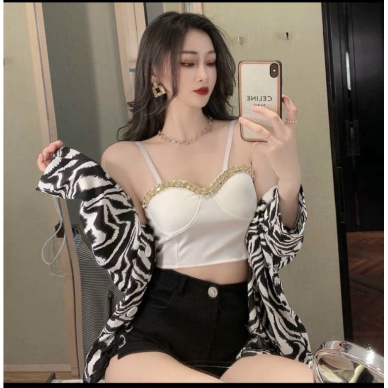 Áo 2 dây phối xích có mod đệm ngực xịn xò