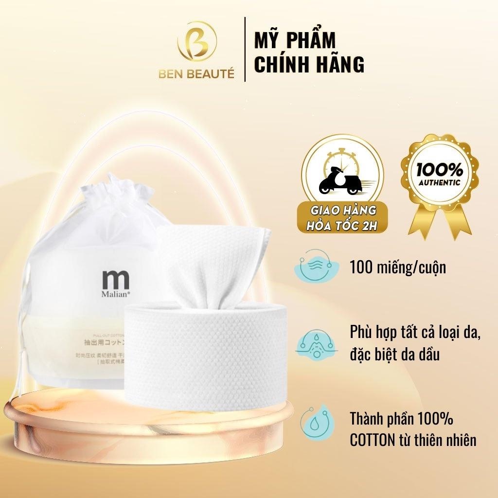 Khăn Tẩy Trang Cotton Mềm Mại Đa Năng Malian [100 Khăn/Cuộn]