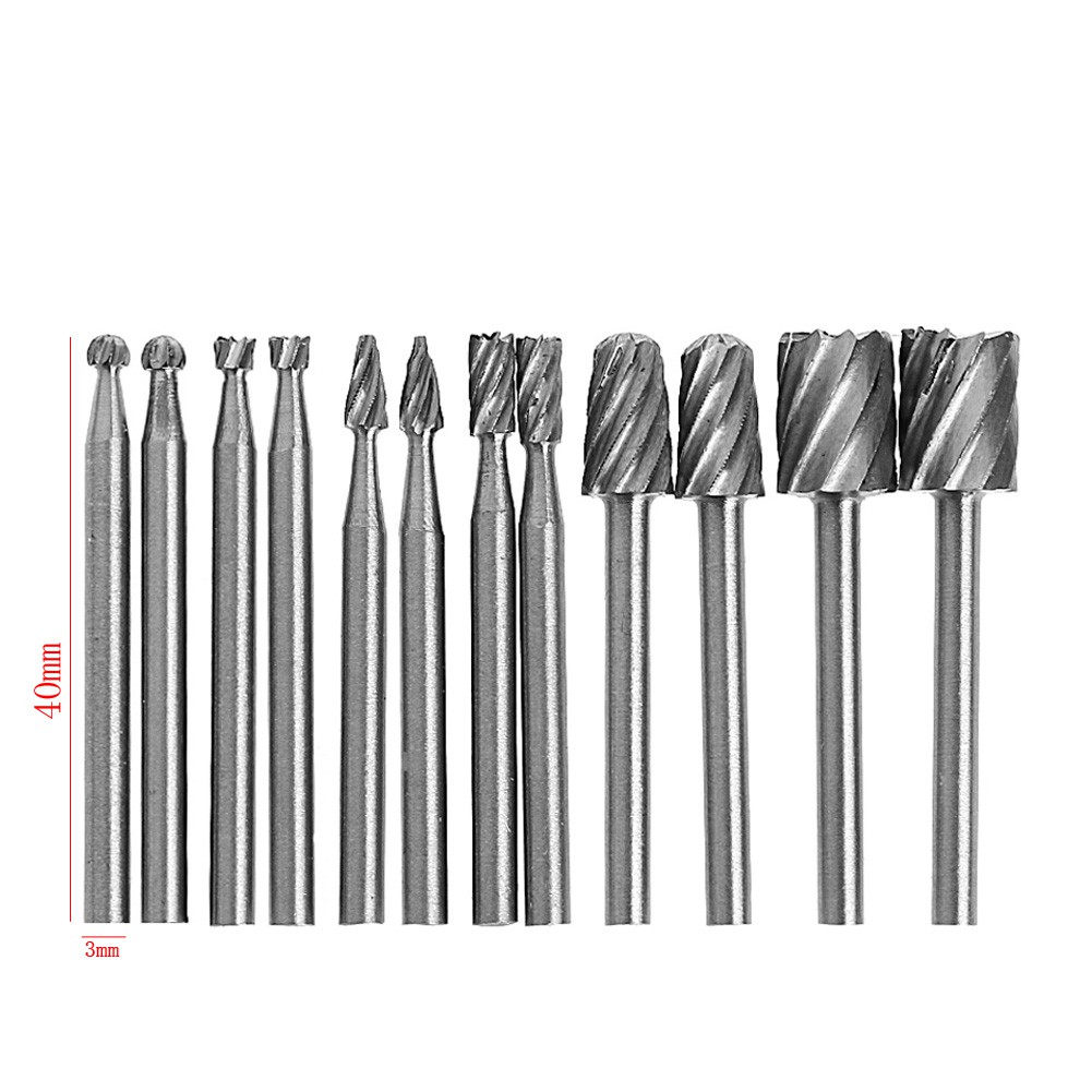 Set 12 mũi khoan cắt phay chất liệu thép gió trục 1/8 Inch tiện dụng