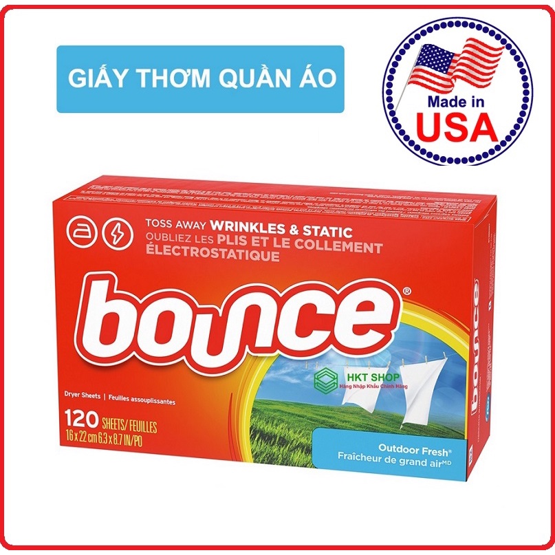 Giấy Thơm &amp; Làm Mềm Vải Bounce Mỹ 120 Tờ