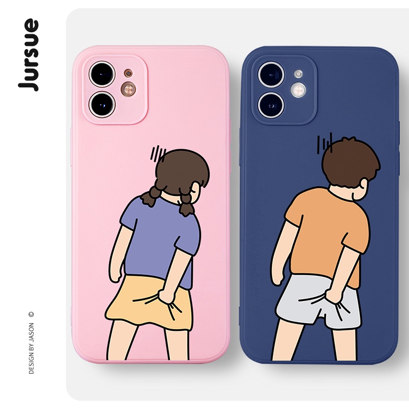Ốp điện thoại JURSUE họa tiết cặp đôi dễ thương đẹp cho iPhone 13 12 11 Pro Max SE 2020 X XR XS ip 8 7 6 6S Plus kute XYA1305 | BigBuy360 - bigbuy360.vn