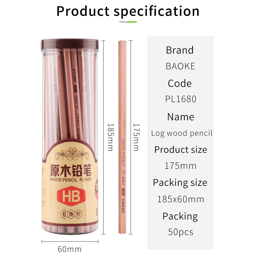 BÚT CHÌ GỖ 50 CÂY BAOKE-PL1680