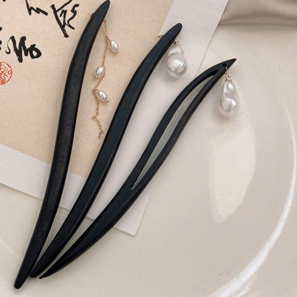 ANEMONE Trâm Cài Tóc Bằng Gỗ Phối Dây Xích Phong Cách Trung Hoa Cổ Điển Cho Nữ