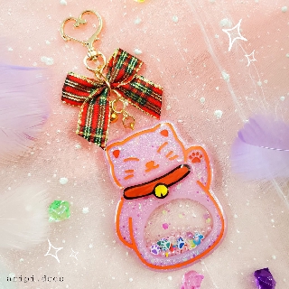 Móc khóa handame Lucky Cat Keychain Shaker / Maneki-Neko