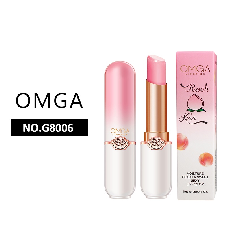 Son Môi Hồng Đào OMGA Son Dưỡng Môi Thay Đổi Nhiệt Độ Dưỡng Ẩm Tự Nhiên Thay Đổi Màu Sắc Hàng Ngày Mỹ   Trang Điểm Làm Đẹp Môi Lâu Trôi