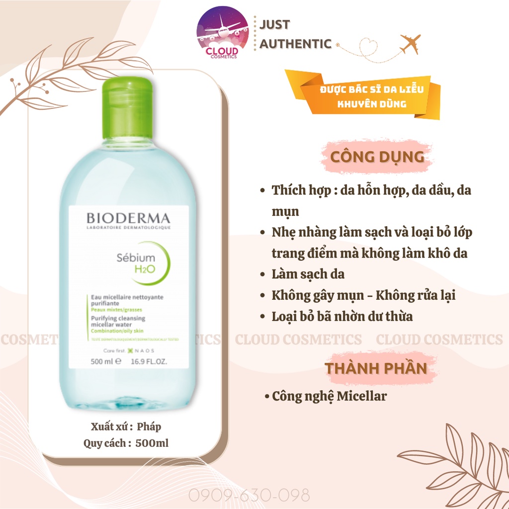[Mẫu mới Auth] Nước tẩy trang Bioderma Sébium Xanh lá - 500ml