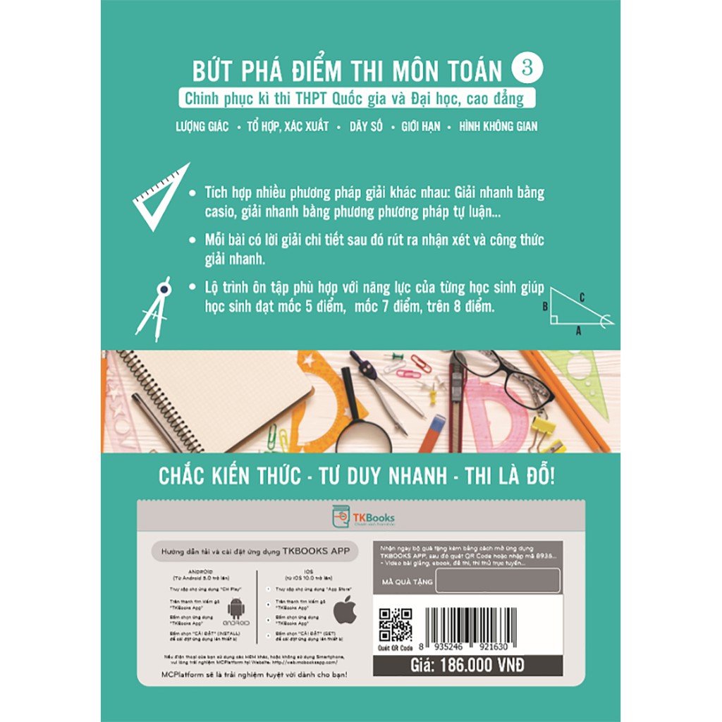 Sách - Bứt Phá Điểm Thi Môn Toán 3 - Phiên Bản Đặc Biệt 2019 - Tích Hợp Video Bài Giảng + Thi Thử Online