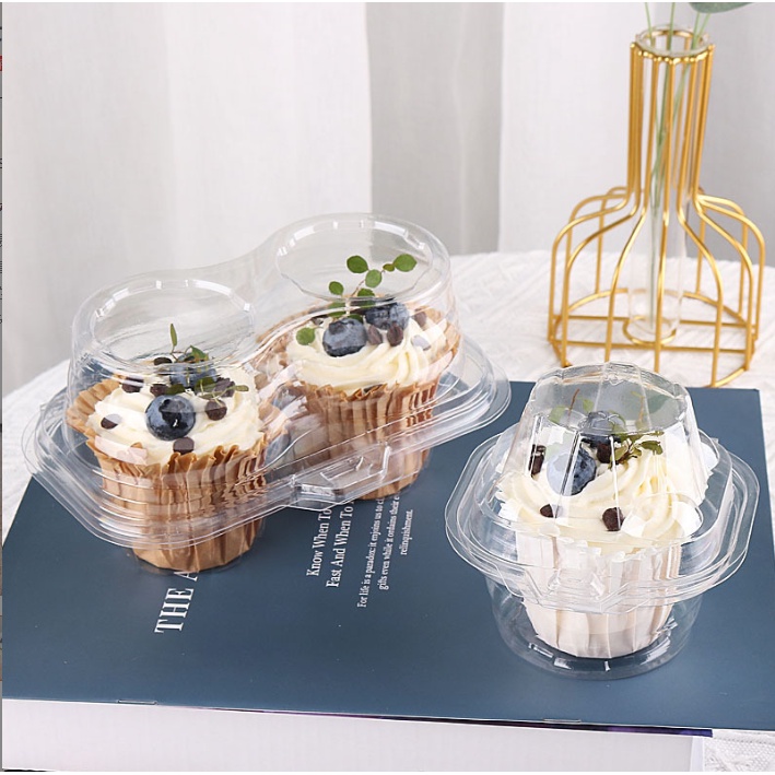 4 hộp 1 ngăn  2 ngăn trong suốt đựng bánh cupcake hay bánh tart
