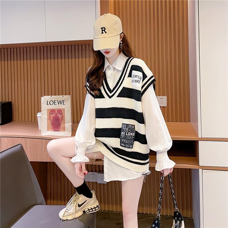 Áo Sơ Mi Không Tay Dáng Rộng Cổ Chữ V Phong Cách Thời Trang Hàn Quốc