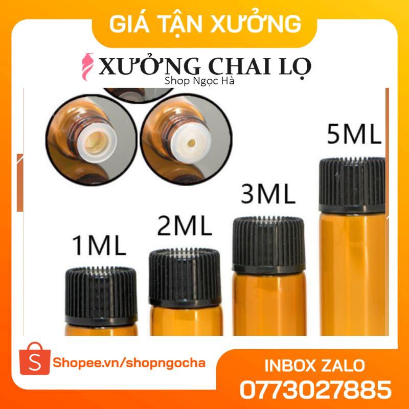 Lọ chiết tinh dầu thủy tinh nắp vặn đen mỏng 2ml/3ml/5ml/ lọ chiết thủy tinh