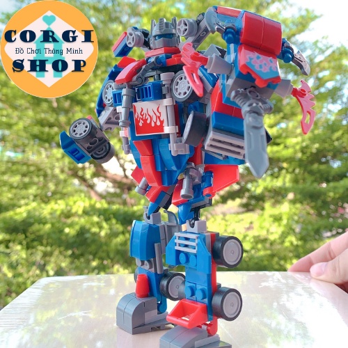 Đồ Chơi Lego Lắp Ghép Robot Optimus Prime Từ 10 Xe, Máy Bay Nhỏ, 10 Trong 1, Chất Liệu Nhựa ABS