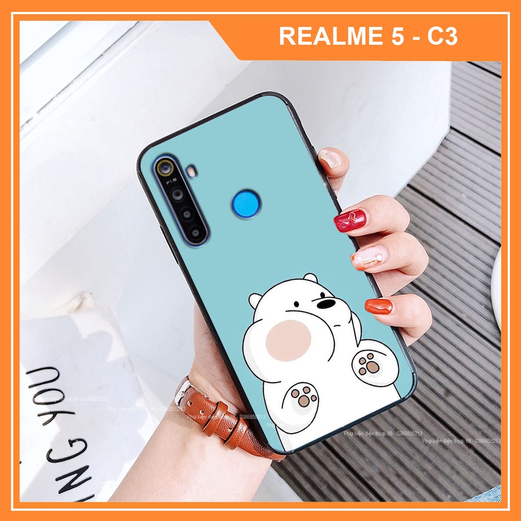 Ốp lưng Realme 5 / Realme C3 in hình 3D dễ thương gấu nâu, thỏ trắng, vịt vàng, chó corgi đáng yêu - RẺ - BỀN - ĐẸP