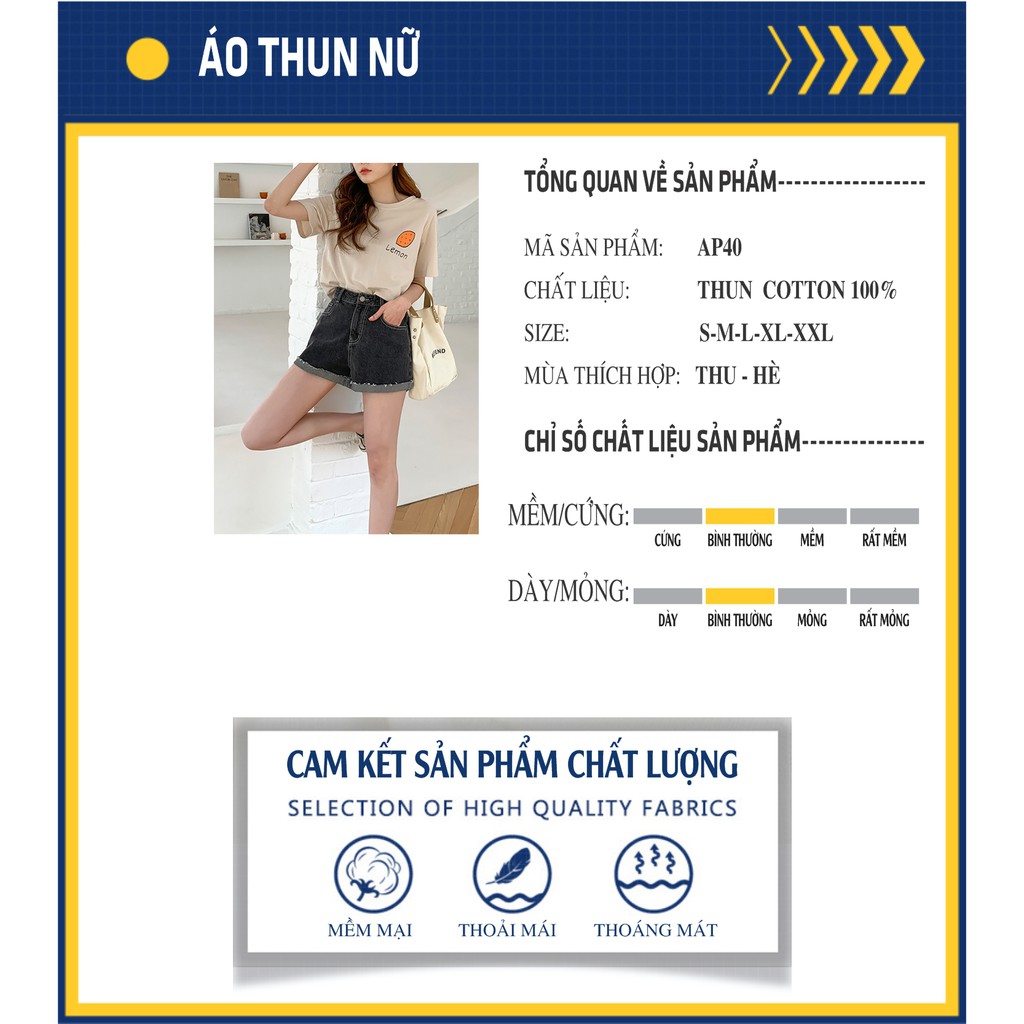 AP40 - Áo thun nữ tay ngắn dễ thương cotton 100% làm đồ đi chơi, đồ mặc nhà, đồ đi ngủ. Đồ thun nữ mùa hè, Áo phong nữ
