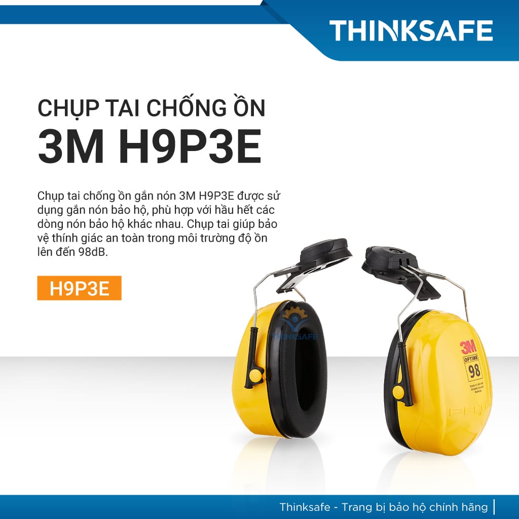 Chụp tai giảm ồn gắn nón 3M Optime 98 H9P3E - Chụp tai chống ồn mang lại sự thoải mái khi sử dụng - THINKSAFE