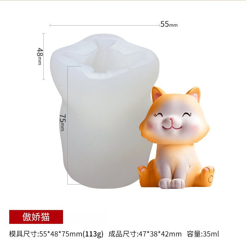 Khuôn Silicone Tạo Hình Mèo Ba Chiều DIY Trang Trí Bánh