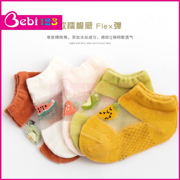 Set 5 đôi vớ tất lưới trái cây, khủng long siêu xinh cho bé