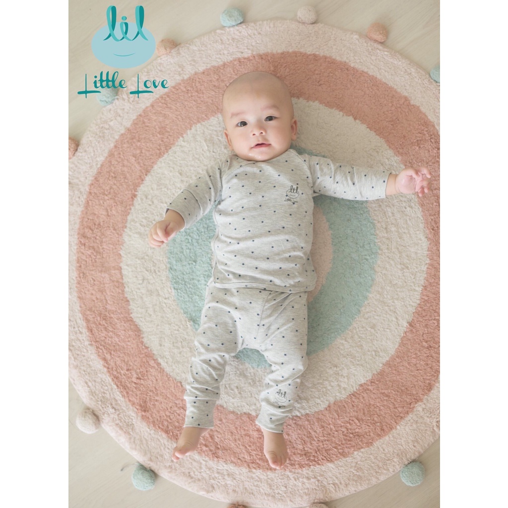 Lillte Love - Bộ sơ sinh dài tay vải petit họa tiết cho bé trai, bé gái từ sơ sinh đến 6 tháng