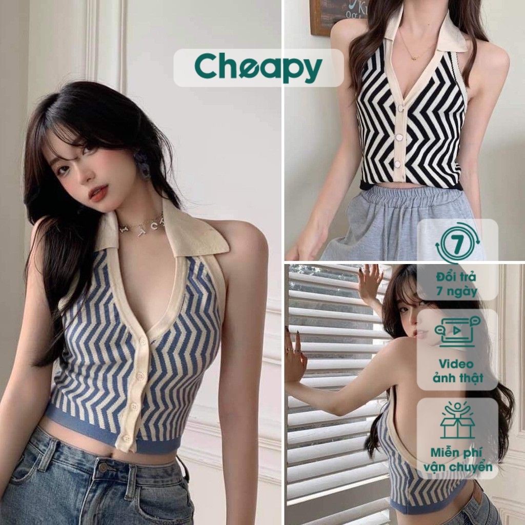 Áo croptop VẰN freesize xanh đen form ôm hàn quốc chất thun co giãn hở lưng sexy C329