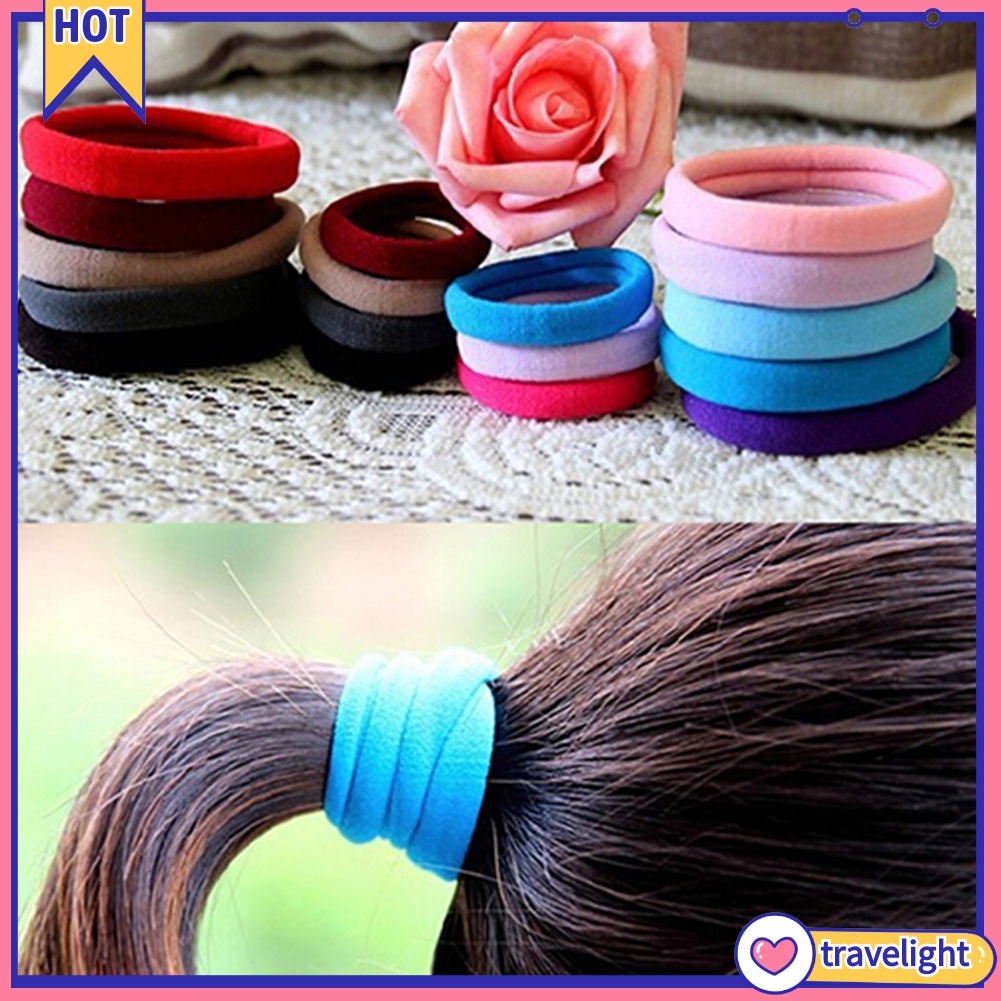 Set 10 Dây Buộc Tóc Co Giãn Không Đường May Tiện Dụng