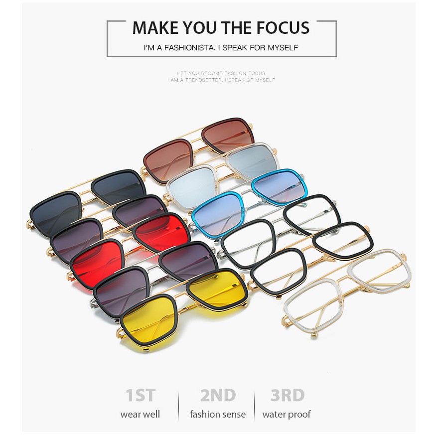 Kính mát Tony Stark/Iron Man bằng kim loại thời trang cho nam