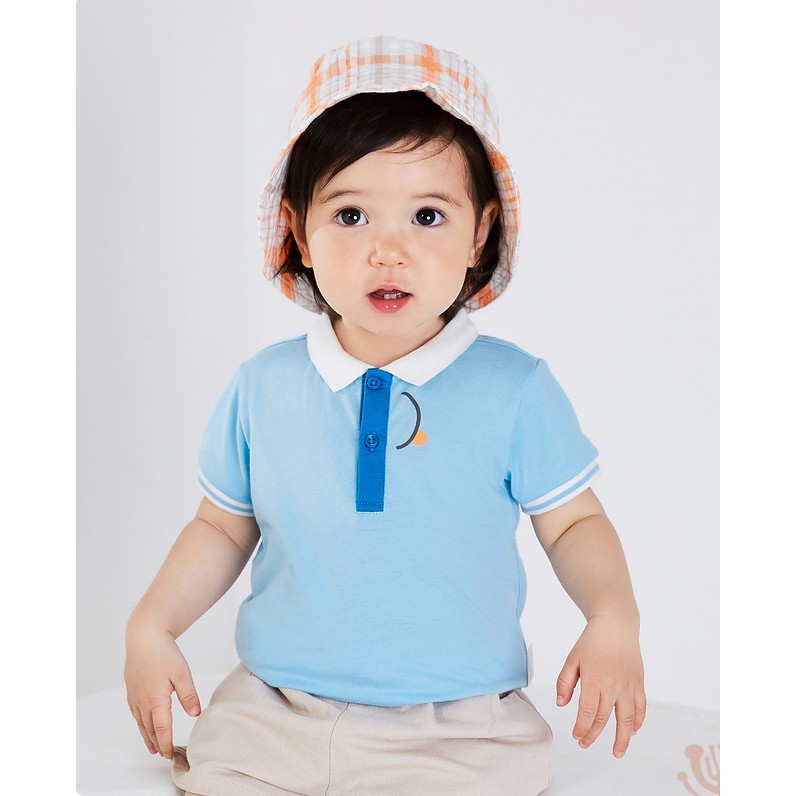 (0-3 tuổi) Áo bé trai cổ polo màu xanh và trắng lịch lãm ãng BALABALA 20022111710280908