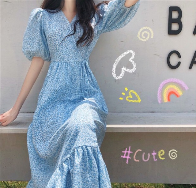 Đầm maxi xanh đuôi cá// | BigBuy360 - bigbuy360.vn