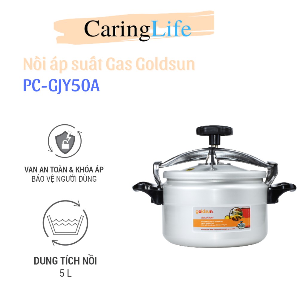 Nồi áp suất nhôm Goldsun 5 lít PC-GJY50A Bảo hành 12 tháng