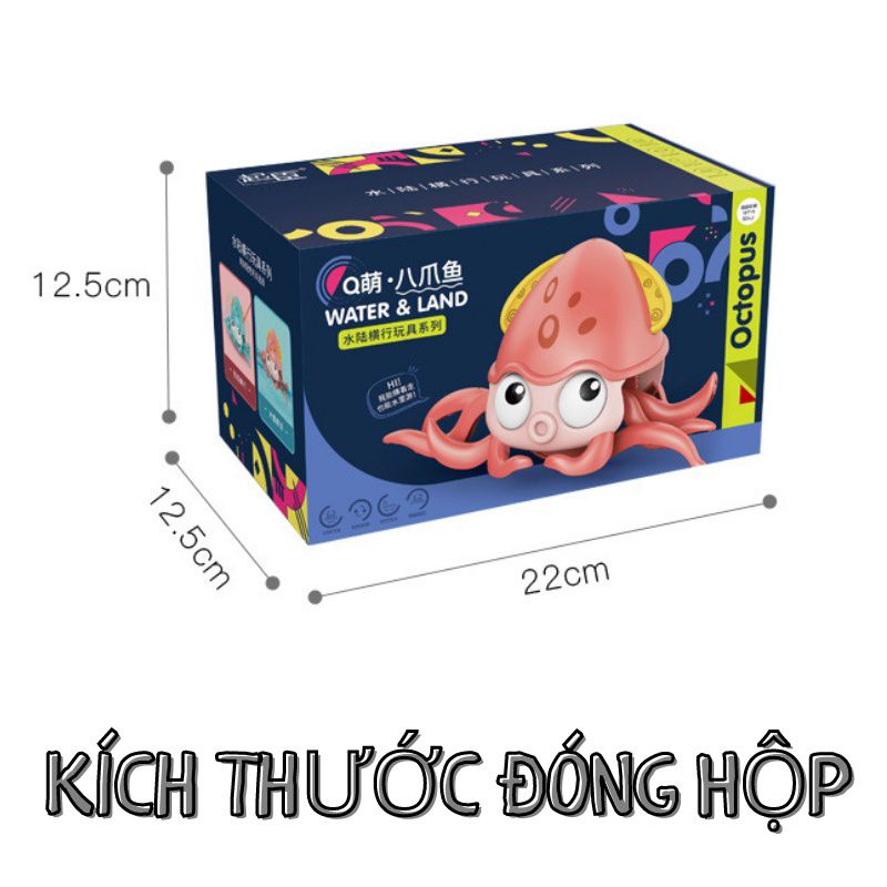 Đồ chơi bạch tuộc bơi lội, bạch tuộc kéo dây bò ngang bằng cót đồ chơi nhà tắm vui nhộn cho bé