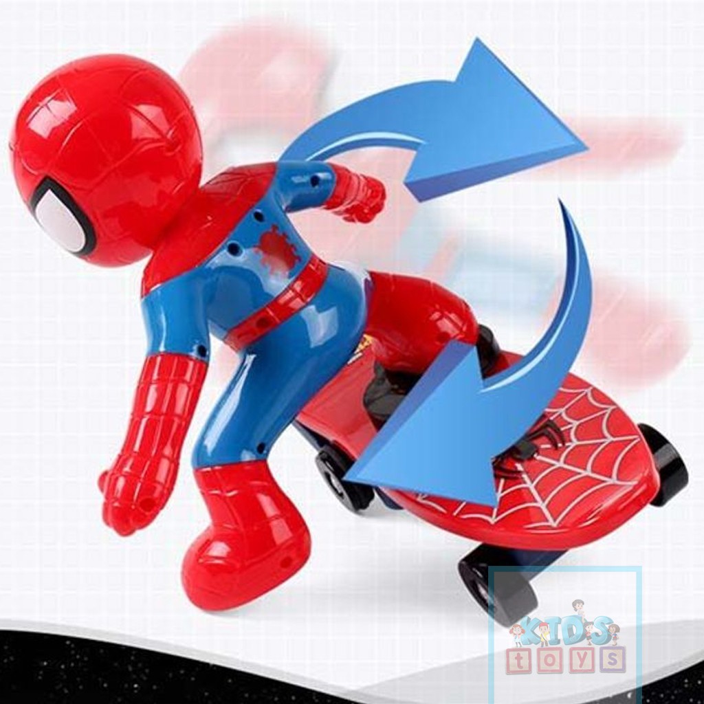 Đồ chơi người nhện lướt ván xoay 360 biết hát và phát ra ánh sáng