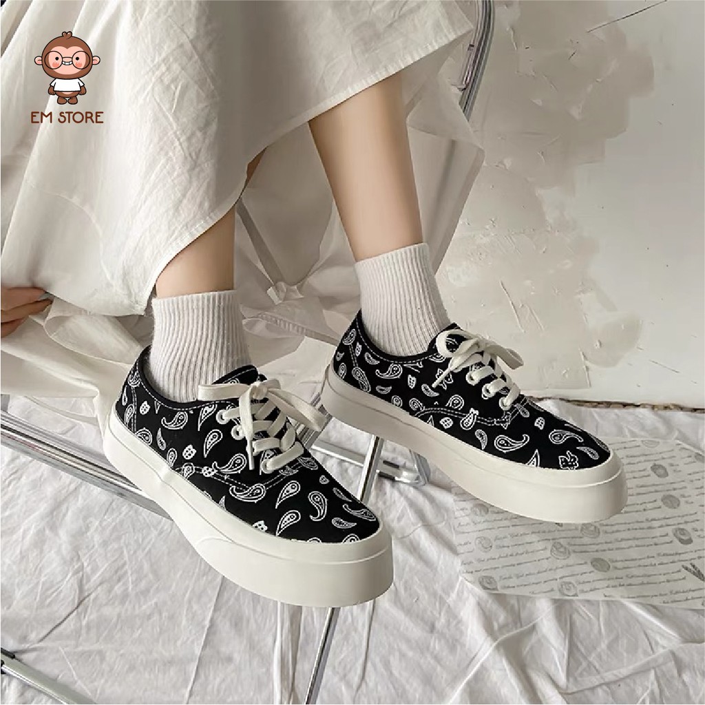 GIÀY SNEAKER TRẮNG ĐEN PHỐI HÌNH GIỌT NƯỚC NHIỀU MÀU ĐẾ BẰNG ÊM CHÂN DỄ PHỐI ĐỒ ĐẾ BÁNH MÌ 3CM